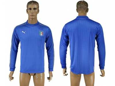 Italy Blank Blue Home Long Sleeves Soccer Country Jersey