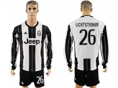 Juventus #26 Lichtsteiner Home Long Sleeves Soccer Club Jersey