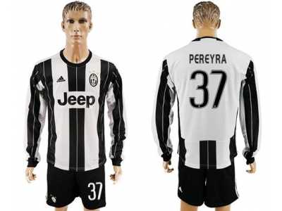 Juventus #37 Pereyra Home Long Sleeves Soccer Club Jersey