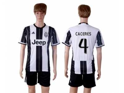 Juventus #4 Caceres Home Soccer Club Jersey
