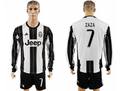 Juventus #7 Zaza Home Long Sleeves Soccer Club Jersey