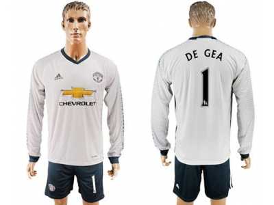 Manchester United #1 De Gea Sec Away Long Sleeves Soccer Club Jersey