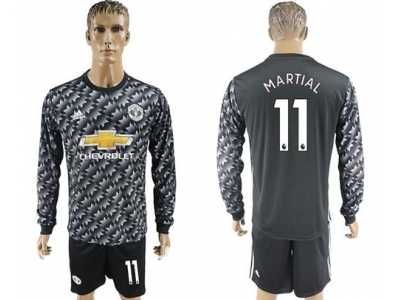 Manchester United #11 Martial Black Long Sleeves Soccer Club Jersey