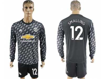 Manchester United #12 Smalling Black Long Sleeves Soccer Club Jersey