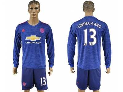 Manchester United #13 Lindegaard Away Long Sleeves Soccer Club Jersey