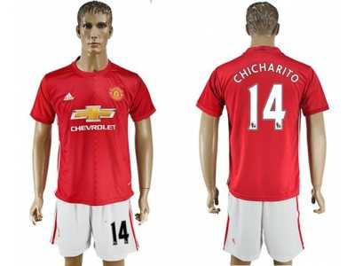 Manchester United #14 Chicharito Red Home Soccer Club Jersey