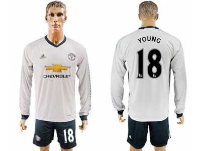 Manchester United #18 Young Sec Away Long Sleeves Soccer Club Jersey