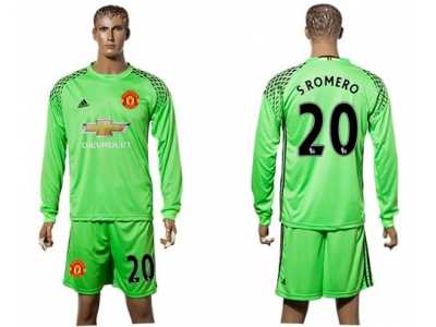 Manchester United #20 Sromero Green Goalkeeper Long Sleeves Soccer Club Jersey