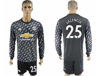 Manchester United #25 Valencia Black Long Sleeves Soccer Club Jersey