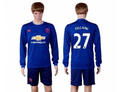 Manchester United #27 Fellaini Away Long Sleeves Soccer Club Jersey