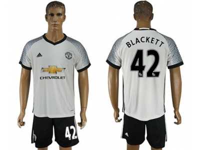 Manchester United #42 Blackett White Soccer Club Jersey