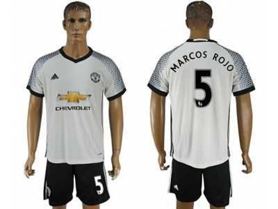 Manchester United #5 Marcos Rojo White Soccer Club Jersey