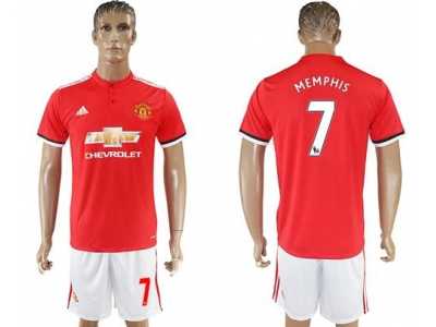 Manchester United #7 Memphis Red Home Soccer Club Jersey