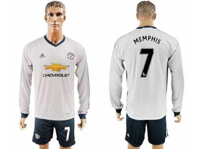 Manchester United #7 Memphis Sec Away Long Sleeves Soccer Club Jersey
