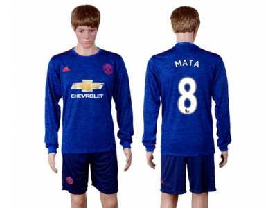 Manchester United #8 Mata Away Long Sleeves Soccer Club Jersey