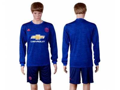 Manchester United Blank Away Long Sleeves Soccer Club Jerseys