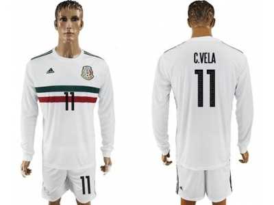 Mexico #11 C.Vela Away Long Sleeves Soccer Country Jersey