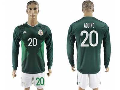 Mexico #20 Aquino Home Long Sleeves Soccer Country Jersey