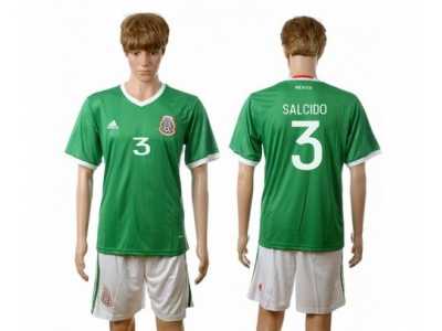 Mexico #3 Salcido Green Home Soccer Country Jersey