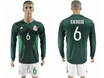 Mexico #6 H.Herrera Home Long Sleeves Soccer Country Jersey