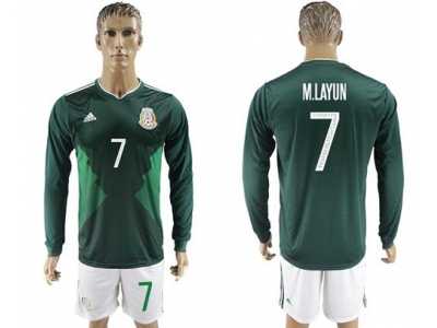 Mexico #7 M.Layun Home Long Sleeves Soccer Country Jersey