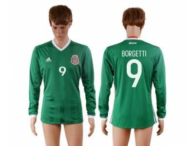 Mexico #9 Borgetti Home Long Sleeves Soccer Country Jersey