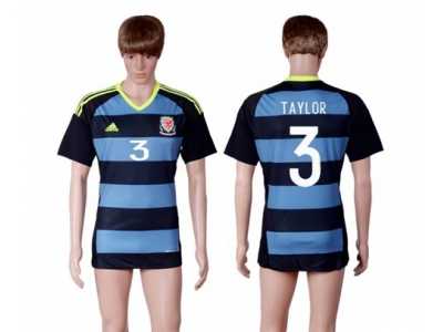 Wales #3 Taylor Away Soccer Country Jersey