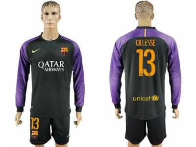 Barcelona #13 Cillesse Black Goalkeeper Long Sleeves Soccer Club Jersey