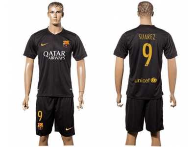 Barcelona #9 Suarez Black Soccer Club Jersey