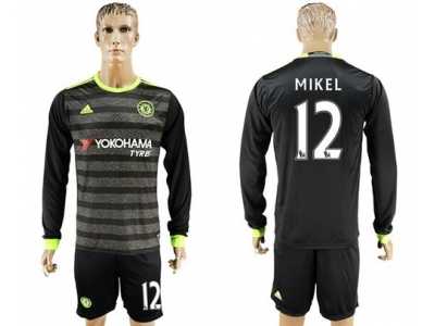 Chelsea #12 Mikel Sec Away Long Sleeves Soccer Club Jersey