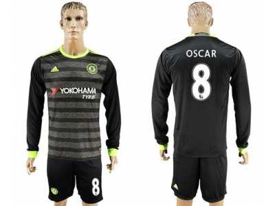 Chelsea #8 Oscar Sec Away Long Sleeves Soccer Club Jersey