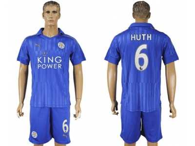 Leicester City #6 Huth Home Soccer Club Jersey