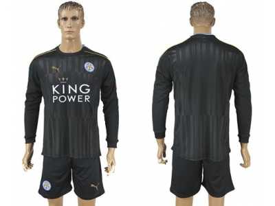 Leicester City Blank Black Long Sleeves Goalkeeper Soccer Club Jersey