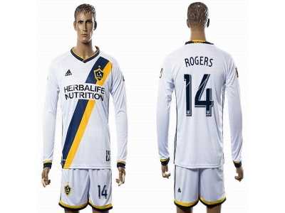 Los Angeles Galaxy #14 ROGERS White Home Long Sleeves Soccer Club Jersey