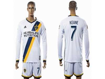 Los Angeles Galaxy #7 KEANE White Home Long Sleeves Soccer Club Jersey