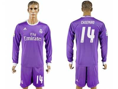 Real Madrid #14 Casemiro Away Long Sleeves Soccer Club Jersey