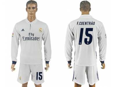 Real Madrid #15 F.Coentrao White Home Long Sleeves Soccer Club Jersey