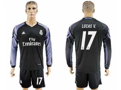 Real Madrid #17 Lucas.V Sec Away Long Sleeves Soccer Club Jersey