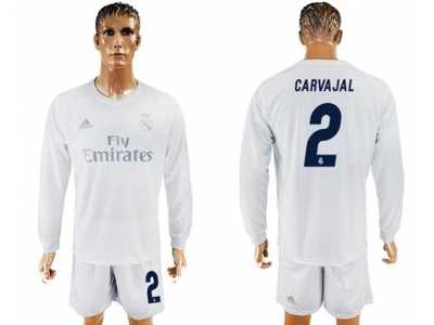 Real Madrid #2 Carvajal Marine Environmental Protection Home Long Sleeves Soccer Club Jersey