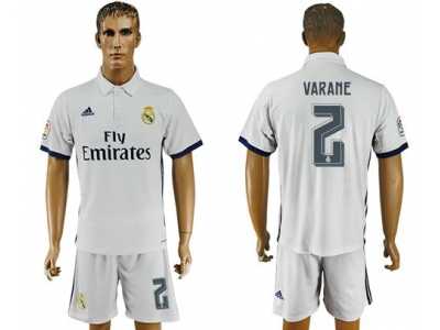 Real Madrid #2 Varane White Home Soccer Club Jersey