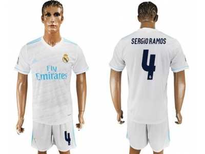 Real Madrid #4 Sergio Ramos White Home Soccer Club Jersey