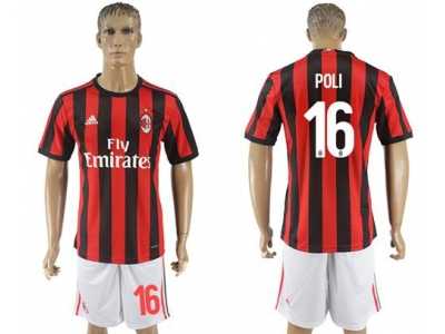 AC Milan #16 Poli Home Soccer Club Jersey