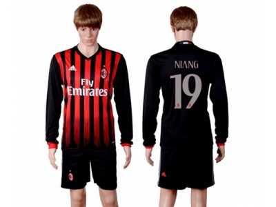 AC Milan #19 Niang Home Long Sleeves Soccer Club Jersey