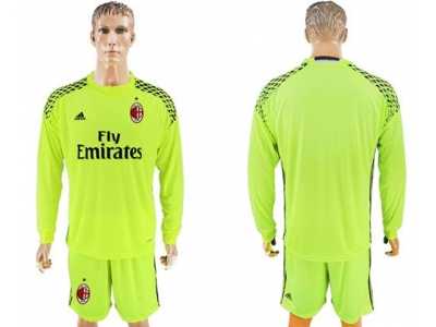 AC Milan Blank Shiny Green Goalkeeper Long Sleeves Soccer Club Jersey