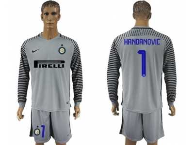 Inter Milan #1 Handanovic Grey Goalkeeper Long Sleeves Soccer Club Jersey