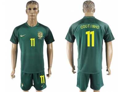 Brazil #11 Coutinho Away Soccer Country Jersey