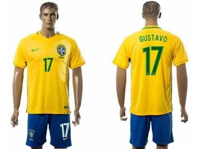 Brazil #17 Gustavo Home Soccer Country Jersey