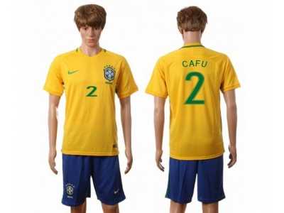 Brazil #2 Cafu Home Soccer Country Jersey
