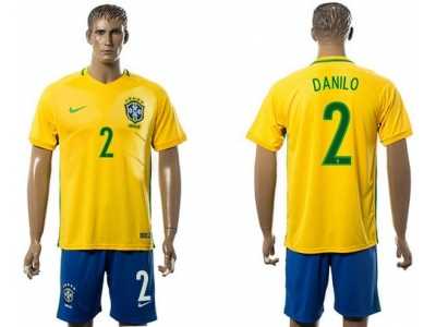 Brazil #2 Dani Alves Home Soccer Country Jersey