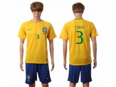 Brazil #3 T.Silva Home Soccer Country Jersey